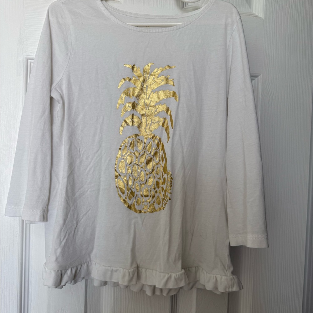 Lilly Pulitzer White Tee with Gold Script Label